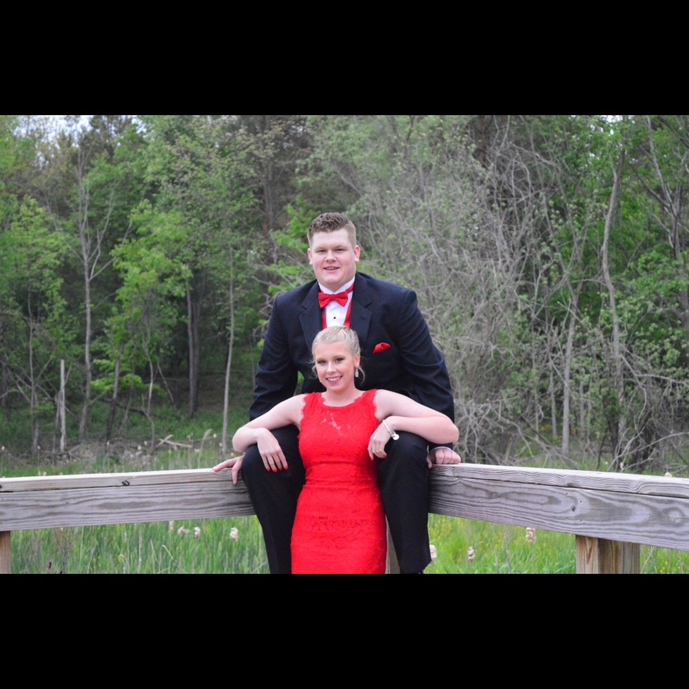Red Floral Lace Prom Dress - Picture 5 of 6